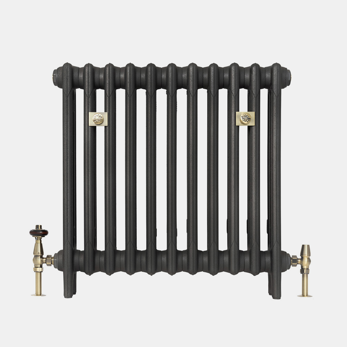 Mercury 3 column 660mm slimline Castrads bay window radiator in matt black finish